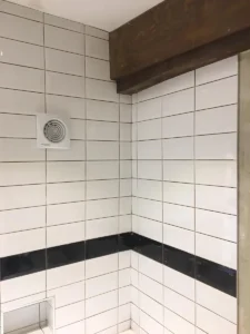 Newly tiled bathroom wall