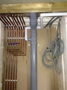 Pipework with waste and soil pipes